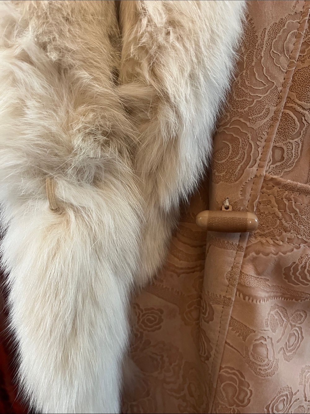 Vintage 80s Marvin Richard’s J Percy Blush suede Coat with Cream fur trim Size M - Picture 11 of 16